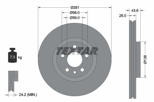 Stabdžių diskas TEXTAR 92074003