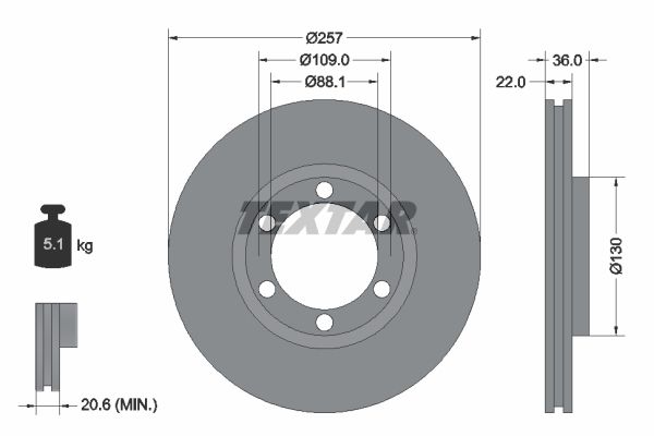 Brake Disc TEXTAR 92075800