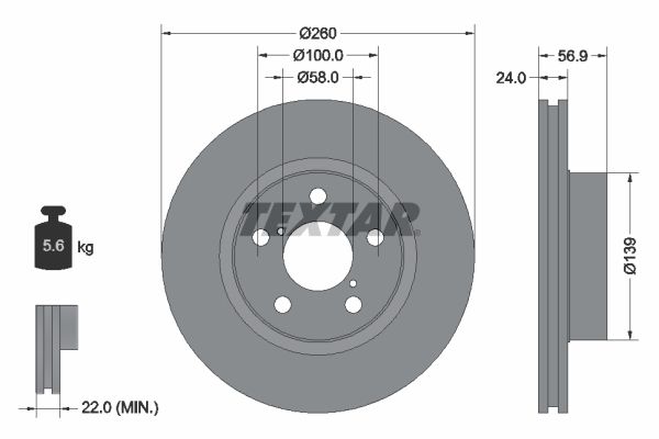 Brake Disc TEXTAR 92081900