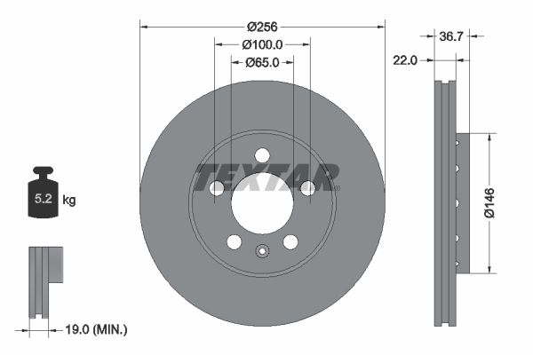 Brake Disc TEXTAR 92082205