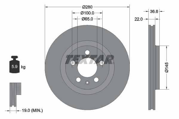 Brake Disc TEXTAR 92082305