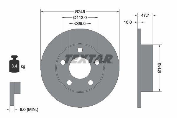 Brake Disc TEXTAR 92088503