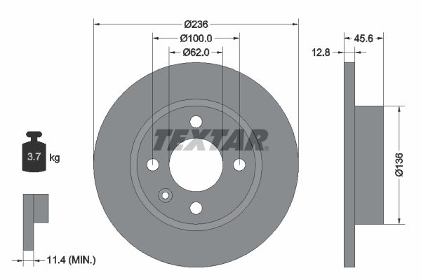 Brake Disc TEXTAR 92090200