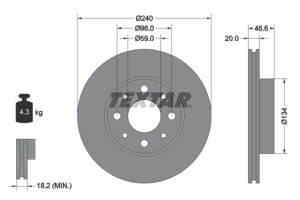 Гальмівний диск TEXTAR 92090300