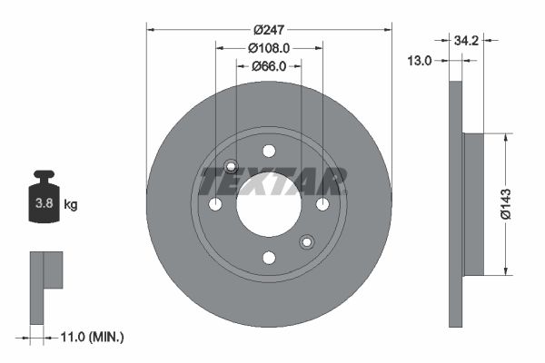 Stabdžių diskas TEXTAR 92092803