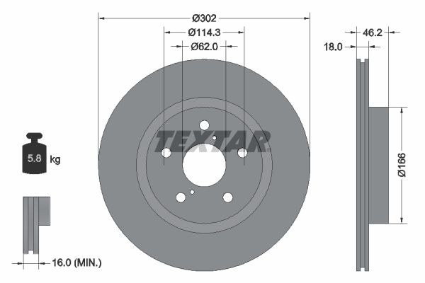 Stabdžių diskas TEXTAR 92093500