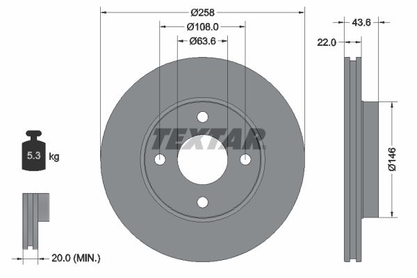 Brake Disc TEXTAR 92096203