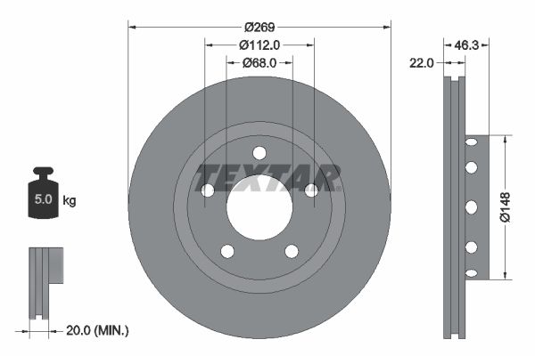 Brake Disc TEXTAR 92098400