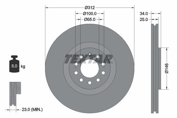 Brake Disc TEXTAR 92098505