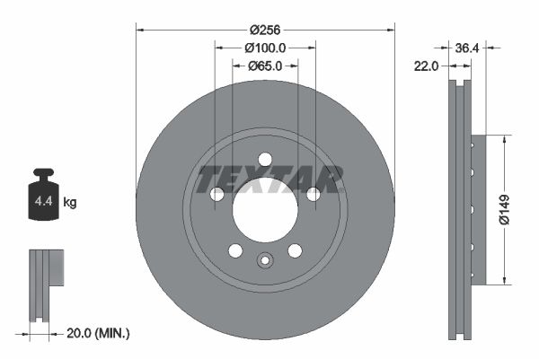 Brake Disc TEXTAR 92098603