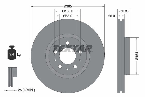 Brake Disc TEXTAR 92100603