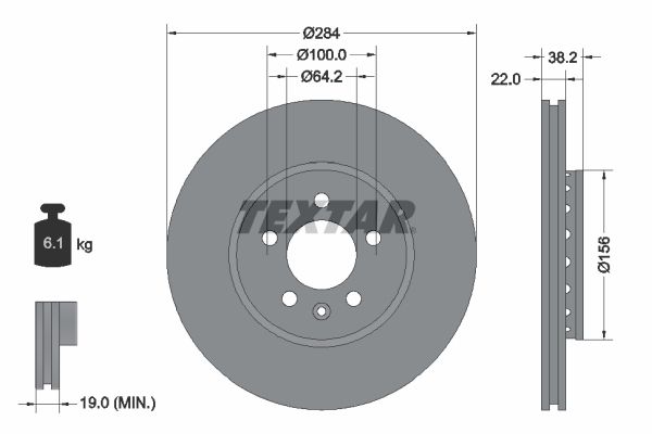 Stabdžių diskas TEXTAR 92103400