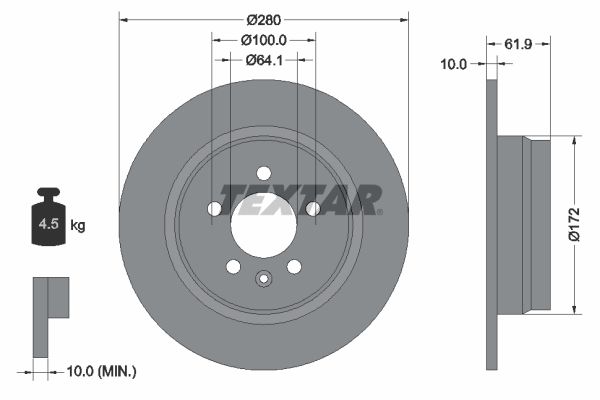 Гальмівний диск TEXTAR 92103500