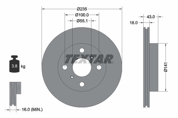 Brake Disc TEXTAR 92103603