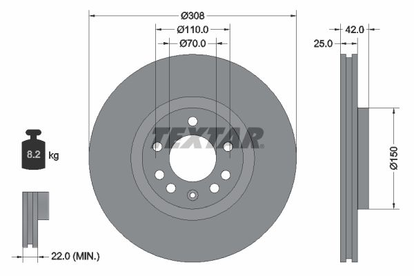 Brake Disc TEXTAR 92110905