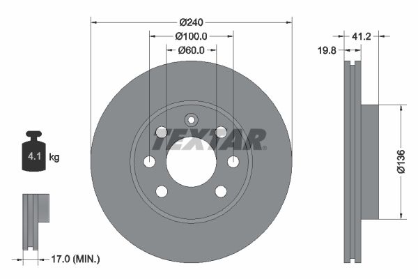 Brake Disc TEXTAR 92111403