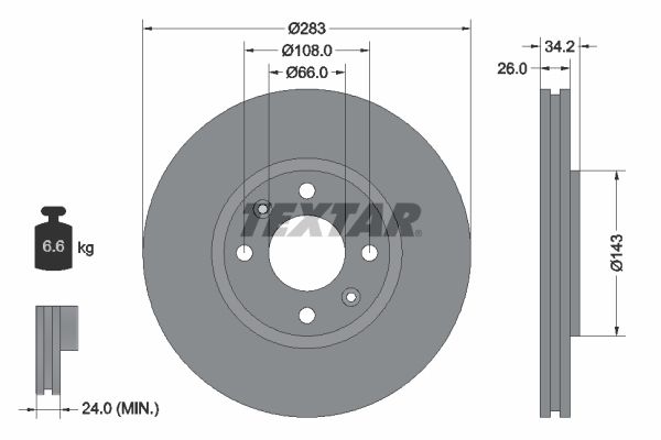 Brake Disc TEXTAR 92111603