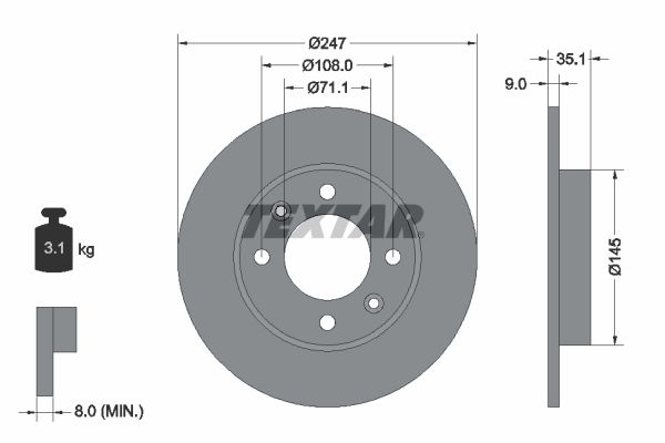 Brake Disc TEXTAR 92111703