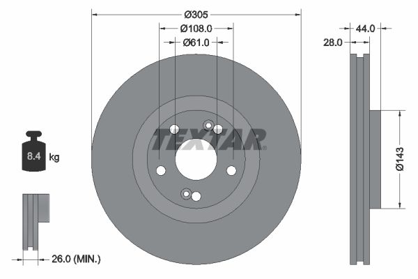 Brake Disc TEXTAR 92112300