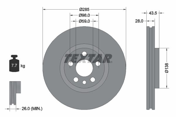 Brake Disc TEXTAR 92115003