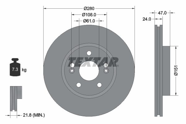 Brake Disc TEXTAR 92118903