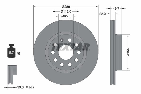 Brake Disc TEXTAR 92120705