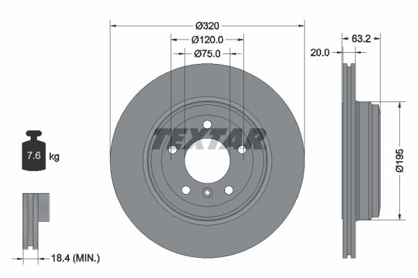 Brake Disc TEXTAR 92122703