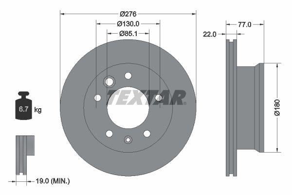 Brake Disc TEXTAR 92131503