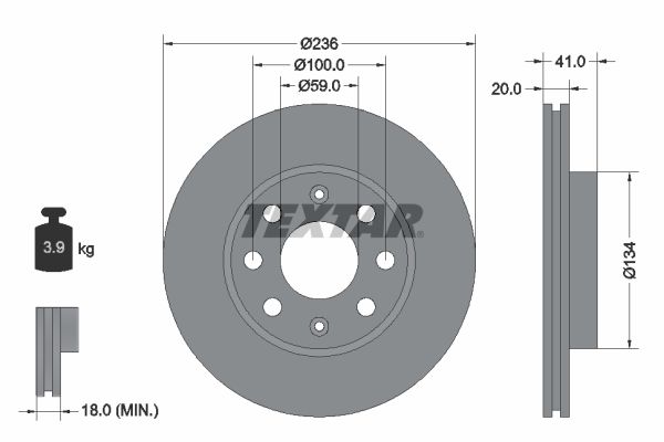 Brake Disc TEXTAR 92133403