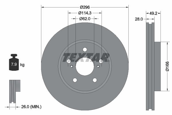 Brake Disc TEXTAR 92135800