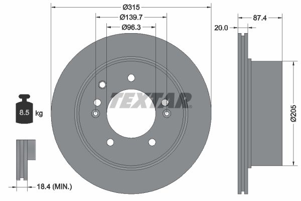 Brake Disc TEXTAR 92147400