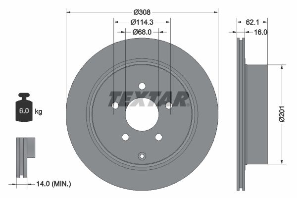 Brake Disc TEXTAR 92149303