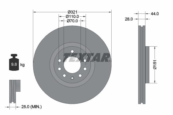 Brake Disc TEXTAR 92149803