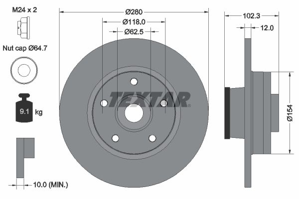 Brake Disc TEXTAR 92153703