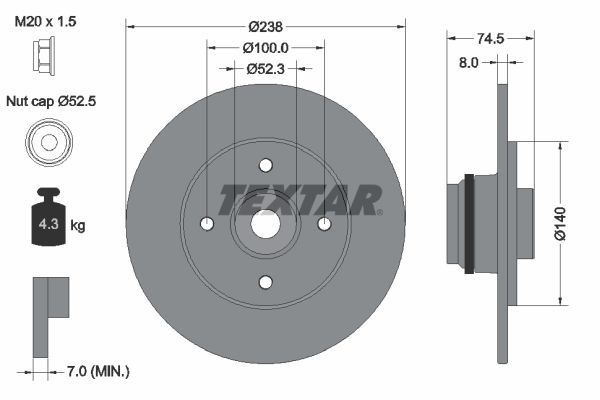 Brake Disc TEXTAR 92154003