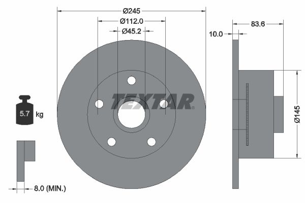 Brake Disc TEXTAR 92154303