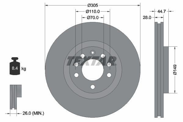 Brake Disc TEXTAR 92155403