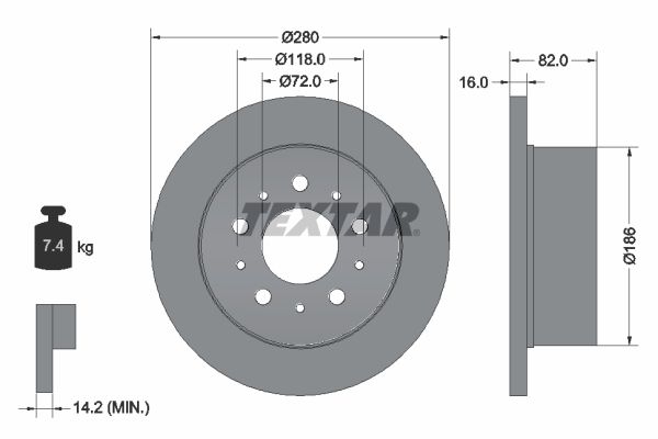 Brake Disc TEXTAR 92157403