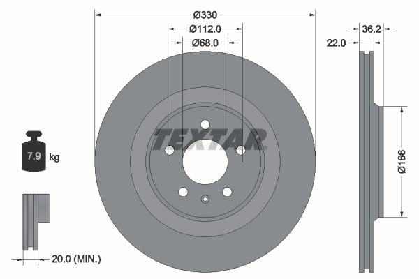 Brake Disc TEXTAR 92160303