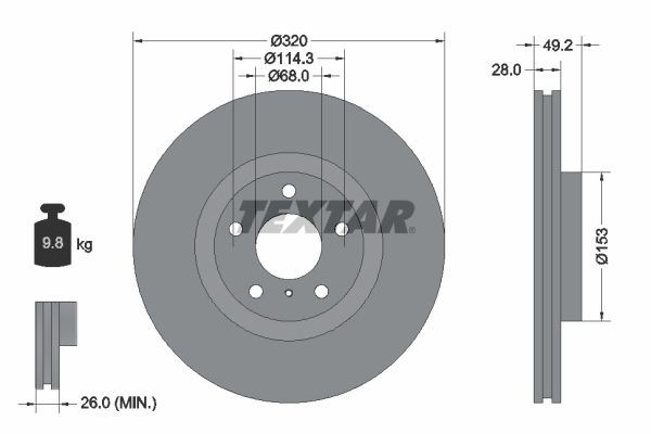 Brake Disc TEXTAR 92162405