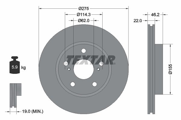 Гальмівний диск TEXTAR 92163803