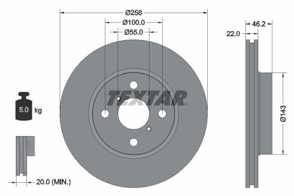 Brake Disc TEXTAR 92164203