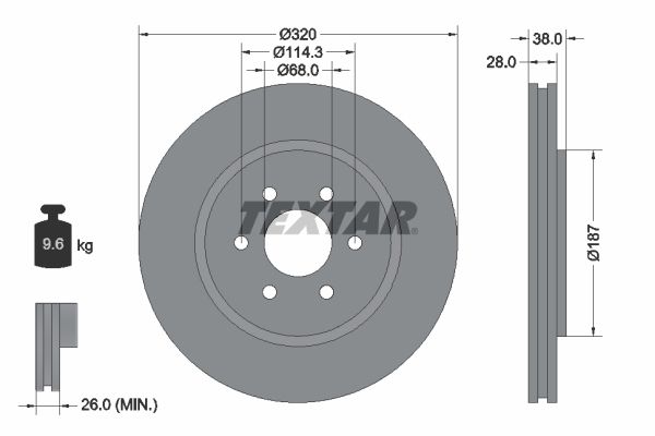 Brake Disc TEXTAR 92164405