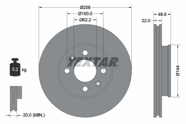 Brake Disc TEXTAR 92164703