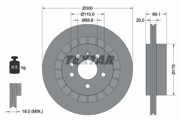 Brake Disc TEXTAR 92164900