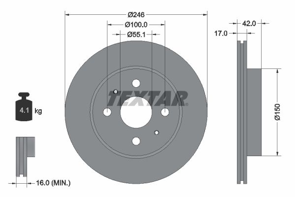 Brake Disc TEXTAR 92165603