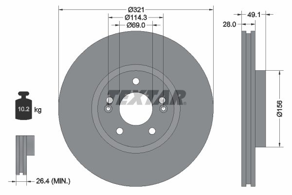 Brake Disc TEXTAR 92166005