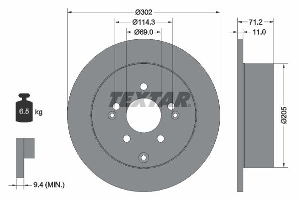 Brake Disc TEXTAR 92166103