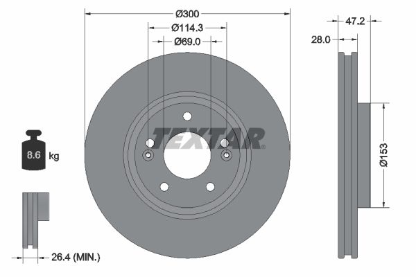 Brake Disc TEXTAR 92166505