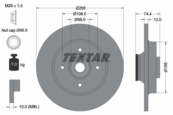 Гальмівний диск TEXTAR 92168703